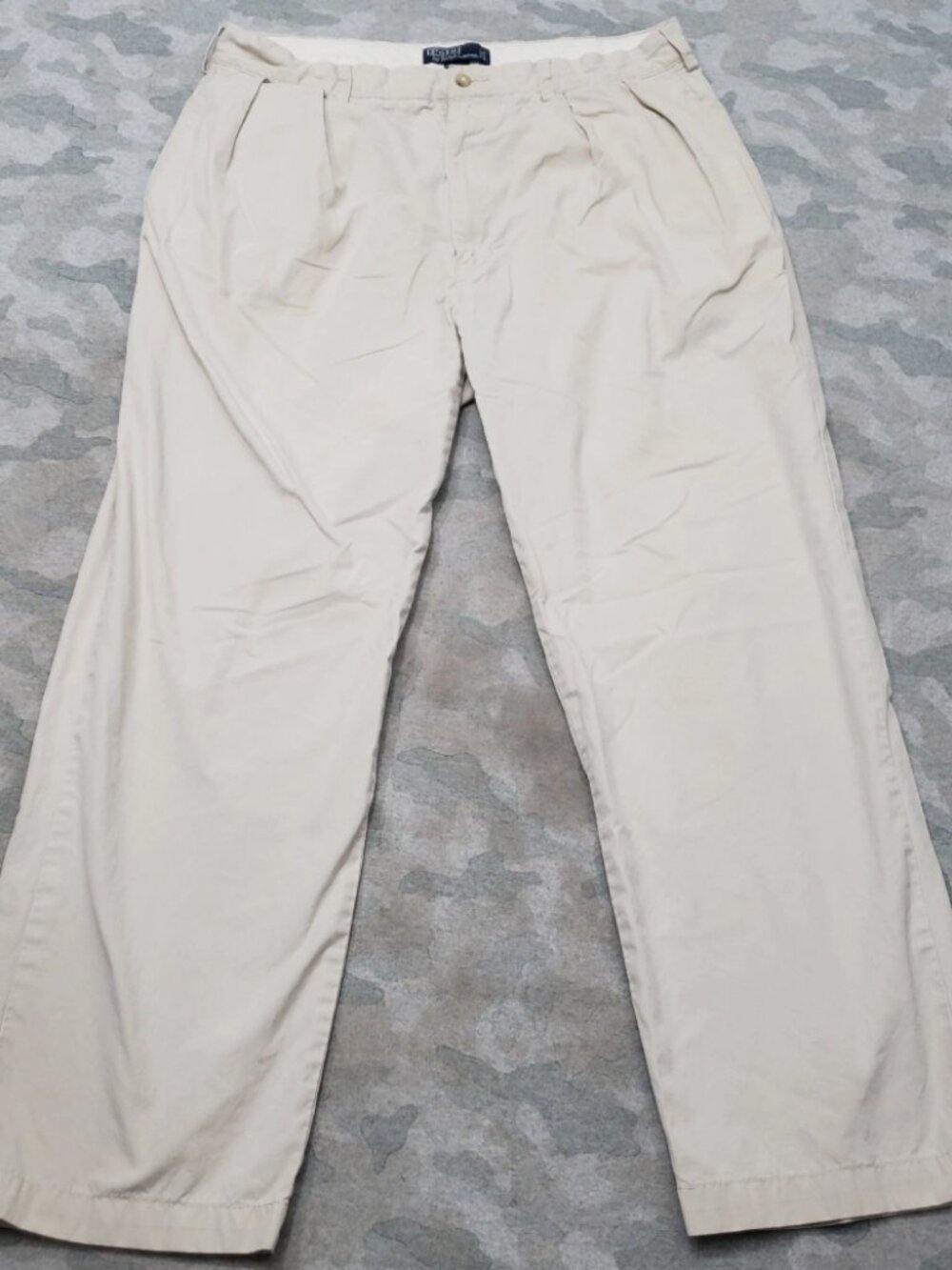 Vintage Polo Ralph Lauren Andrew Pant 38x30 Beige Double Pleated Chino - 38/30